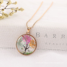 Trending jewelry Handmade Braided Glass Dried Flower tree of life  pendant necklace For Women